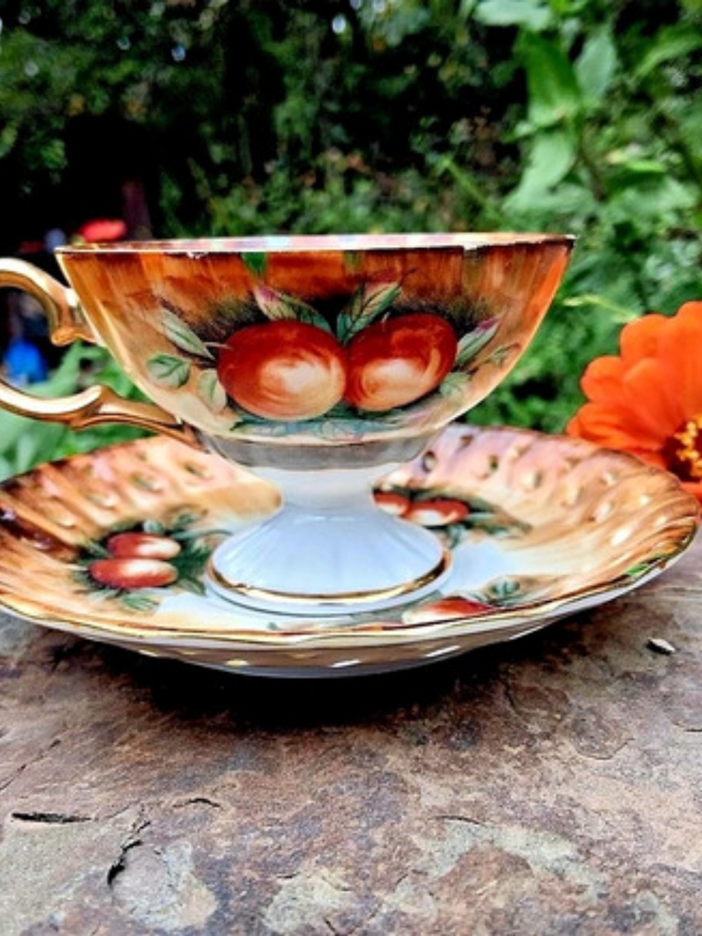 Fall Decor! Tilso HAndpainted Japanese Fruit Tea Cup